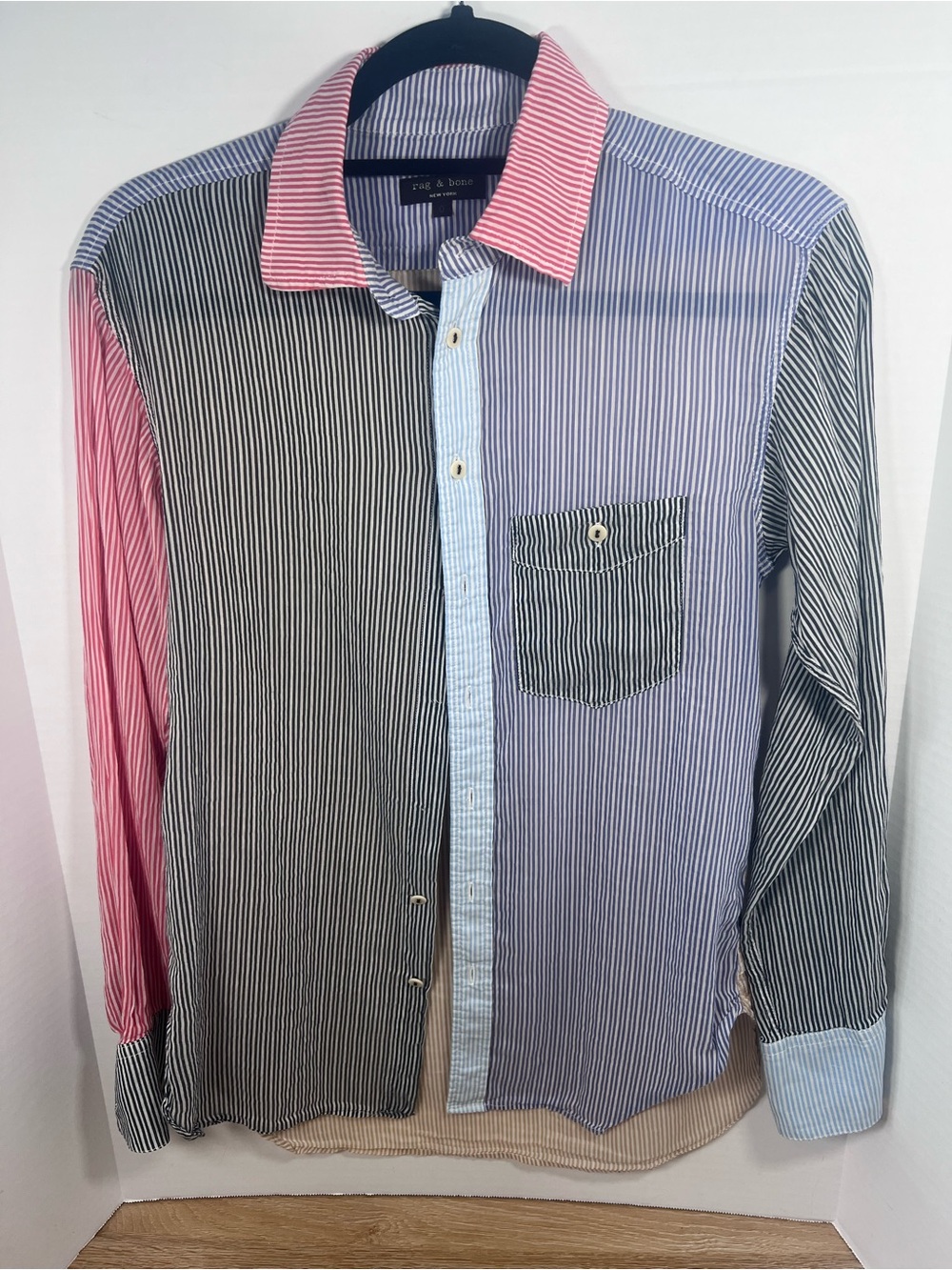 Rag &  Bone Multi-Stripe Long Sleeve Button-Up Shirt Ws 0